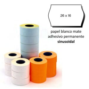 Etiquetas 26x16 blanco sinusoidal pack de 6 rollos