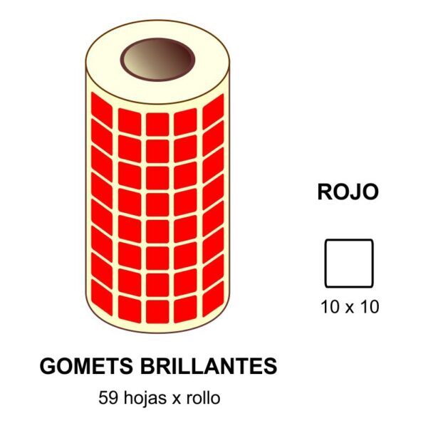 GOMETS ROJOS EN ESTUCHE 10 x 10 MM