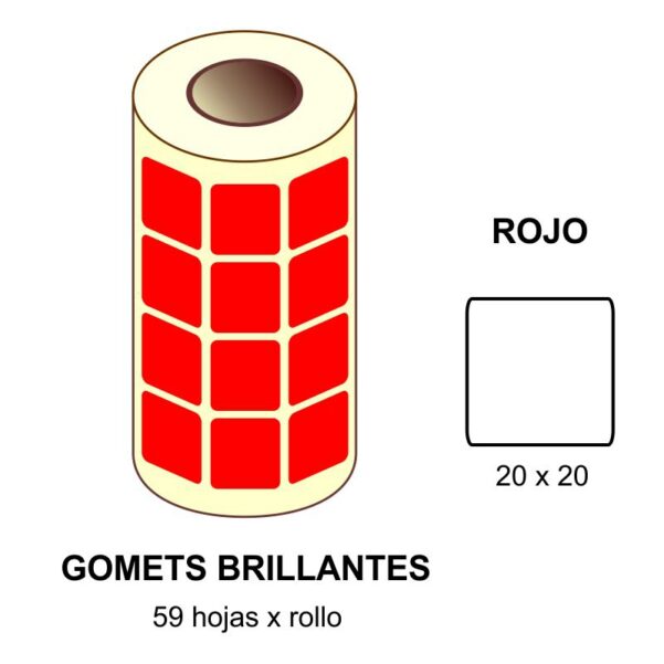GOMETS ROJOS EN ESTUCHE 20 x 20 MM