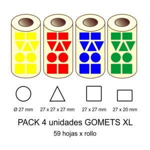 GOMETS GIGANTES XL EN PACK: amarillo, rojo, azul y verde