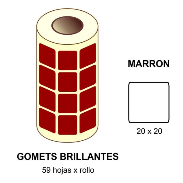 GOMETS MARRONES EN ESTUCHE 20 x 20 MM