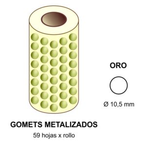 GOMETS METALIZADOS EN ESTUCHE: oro - Ø 10,5 mm