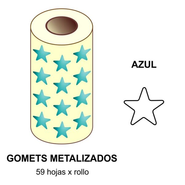 GOMETS METALIZADOS EN ESTUCHE: AZUL ESTRELLA GRANDE