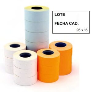 Etiq. 26x16 LOTE - FECHA CAD. blanco remov. Pack de 6 rollos