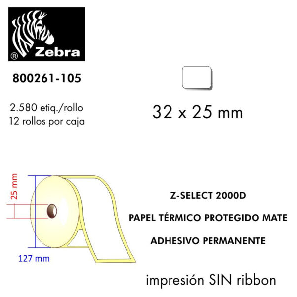 etiqueta rollo ZEBRA 800261-105